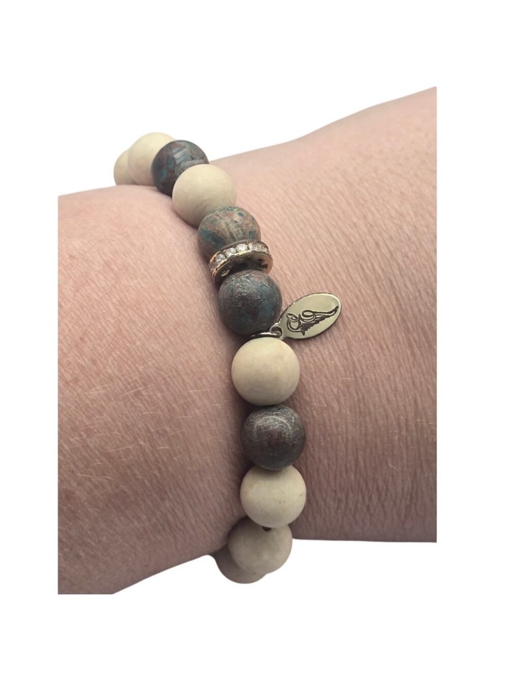 Earth Tone Gemstone Beaded Stretch Bracelet Neutral Stone  – Natural Minimalist